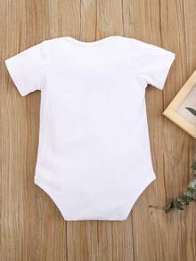 SHEIN Baby Boy Slogan Graphic Bodysuit - White - View 2