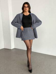 SHEIN Tall 2024 Autumn/Winter New Style Gris Tweed Mini Skirt, Women Style Skirt - Grey - View 4