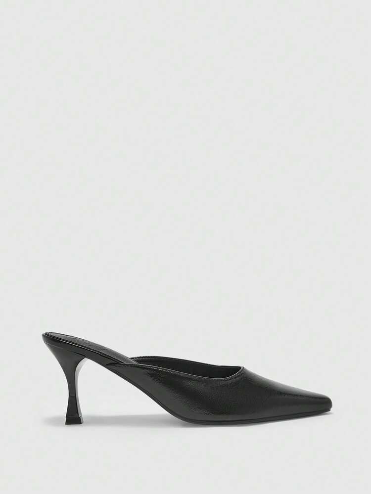 CUCCOO BIZCHIC Women's Pointed Toe Stiletto Heel PU Leather Slip-On Pumps, Fashionable Minimalist Design, Comfortable For Daily, Party And Banquet Wear Valentine's Day