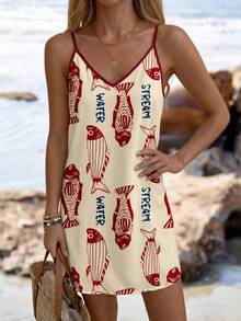 Sylviya Vestido mini casual estampado para mujer, adecuado para otoño/invierno - Multicolor - Ver 4