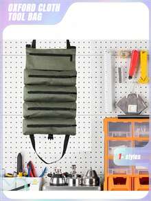 1pc CRILANO Heavy-Duty Roll-Up Tool Bag - Waterproof Oxford Cloth Organizer For Mechanics, Electricians, Carpenters & More - Durable, Portable & Stylish Industrial Gear With Multiple Compartments, Tool Storage Organizer - Multicolor - View 6