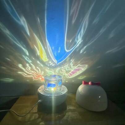 1个投影灯，LED波浪波纹投影灯，卧室夜灯投影仪，适用于卧室、客厅、家庭影院、天花板、派对、舞厅氛围营造。