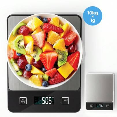 Teckwe Báscula digital de alimentos de 10kg/22lb - Graduación precisa de 1g/0.04oz Báscula de cocina para hornear y cocinar, de acero inoxidable con función de tara, pantalla LCD