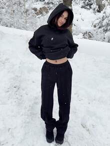 Abrilcols 女士抽繩腰運動褲 - 黑色 - 查看 6