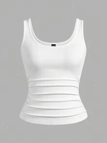 Slaydiva 3pcs/Pack Black + White Casual Basic Racerback Sleeveless Deep V-Neck Ribbed Tank Tops For Women - Multicolor - View 3