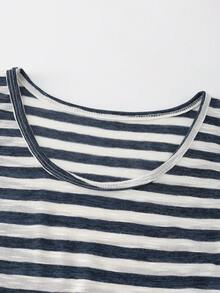 Franclia Women's Casual Striped Print Tank Top, Summer - Navy Blue - View 3