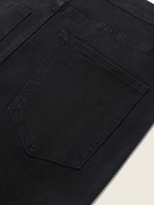 Manfinity Homme Quần jeans nam màu trơn, kiểu dáng thường ngày, có đai lưng và chi tiết rách, dễ phối đồ. - màu đen - Xem 6