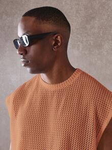 SUMWON Cropped Knit Crochet Tank Top Sleeveless Summer Mesh Vest Casual Beach Vacation Festival Style - Orange - View 3