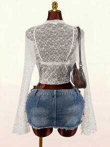 Amplova 2件套浪漫春假低胸吊带背心和蕾丝边女士内衣上衣 - 白色 - 查看 4