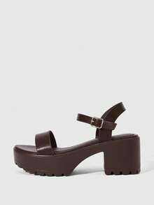 HighSole 女士时尚黑色高跟凉鞋，适合夏季毕业典礼、舞会、度假等各种场合，包括夏季、圣诞节、秋季、新年等节日。 - 咖啡棕羊紋 - 查看 2