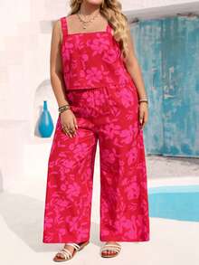 Vivid Eden Bộ đồ 2 mảnh thêu họa tiết lãng mạn thanh lịch dành cho nữ cỡ lớn, Bộ đồ 2 mảnh dành cho nữ - Đỏ - Xem 5