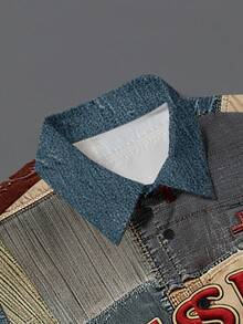 Manfinity Homme 男士字母印花单排扣休闲短袖衬衫 - 彩色 - 查看 3