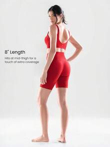 GLOWMODE Quần đùi FeatherFit™ Crossover 8 inch dành cho đạp xe, chạy bộ, tập gym và tập luyện. - Fiery Red - Xem 4