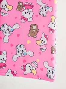2pcs/Set Girls Cute Cartoon Sheep Print Nightgown Pajama Set, Minimalist Fashion Pink & Gray, Sleepwear Girls Pajama Dress - Pink - View 6