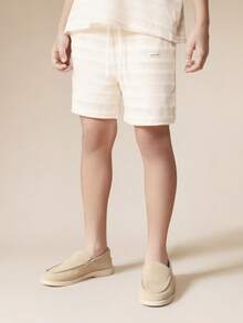 Bộ áo polo và quần short dệt kim họa tiết waffle SUMWON dành cho bé trai, kiểu dáng thường ngày, tay ngắn, có cổ, thích hợp cho kỳ nghỉ hè. - Màu xanh lam - Xem 4