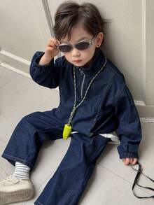 DAZY Young Boy Casual Denim Jacket And Pants Set, Autumn/Spring - Blue - View 1