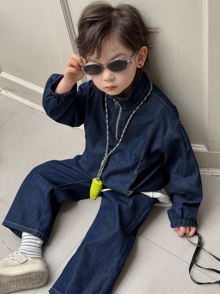 Young Boy Casual Denim Jacket And Pants Set, Autumn/Spring