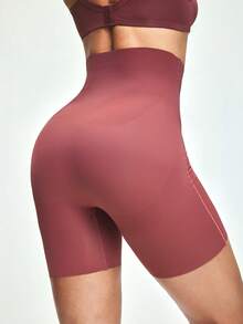 SHAPORA Prenda moldeadora de cintura alta de unicolor sin costuras para mujer - Café integral - Ver 2