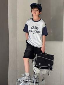 Dazy Kids Tween Boy Color Block Letter & Number Print Casual Short Sleeve T-Shirt - Grey - View 2