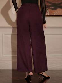Modelyn Women's Elegant Solid Color Wrap Around Pants, Suitable For Commuting - Brown - View 2
