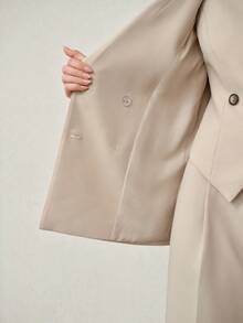 MOTF PREMIUM BLAZER HOLGADO MINIMALISTA Y ELEGANTE DE DOBLE BOTONADURA, PRIMAVERA/VERANO - Caqui - Ver 7