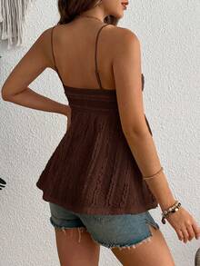 GentleRue Maternity Women's Fashion Pleated Design Solid Color Lace Maternity Camisole - Brown - View 2