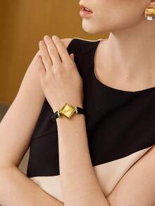 MOTF 金色菱形金珠美甲女士手表 - 黑色 - 查看 5