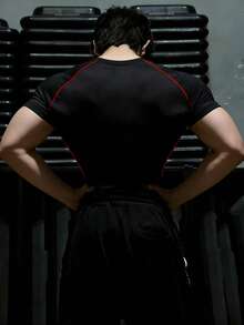 RISE LYT Men's Regular Length Athletic Black Graphic Short Sleeve Training Shirt - Black - View 2