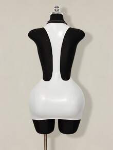 SHEIN ICON 2026 New Arrive Women's Y2k White Solid Color Backless Sleeveless Bodycon Mini Dress,Spring/Summer Open Back ,Summer - White - View 3