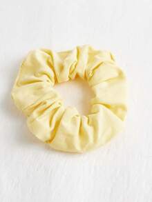 SHEIN Girlism 少女修身休闲圆领短袖T恤，侧边褶皱设计，附赠发圈 - 芥末黃 - 查看 3