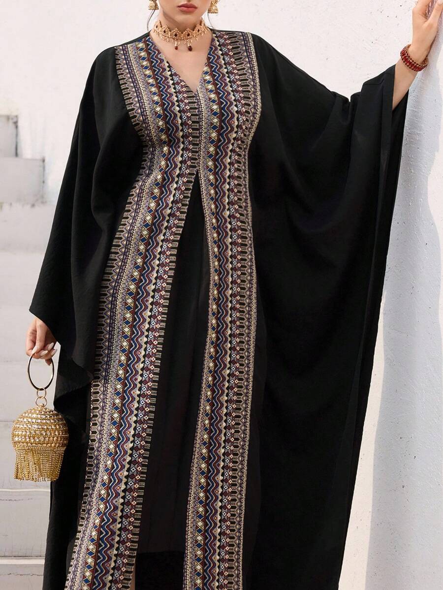 Al Najma Traditional Turkish Embroidered Long Tunic Dress, Arabic Style Abaya Kaftan Jalabiya Dress Arabic Dress For Women Abaya For Women Dubai - Multicolor - View 1