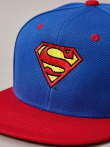 DC Women Core X SHEIN 1顶双色棒球帽，适合棒球、篮球等运动，秋季百搭，运动风格，90年代复古风，亮色系，平沿帽，可调节休闲老爹帽，男女通用运动遮阳帽，旅行、聚会、海滩等场合的防晒休闲帽 - 藍色 - 查看 3