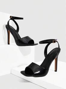 CUCCOO SZL Women's Elegant Minimalist Heeled Sandals For Commuting Valentine's Day - Black - View 2