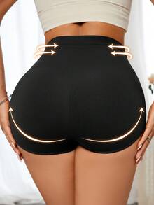 SHEIN 1pc Women's Seamless High Elasticity Tummy Control Lifting Pants - Black - View 1