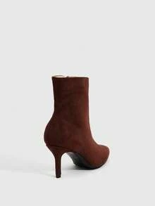 Daringsoles Women's Sexy Pointed Side Zipper Autumn And Winter Boots Suede Brown American Booties Commuter Booties Women's Naked Boots - Coffee Brown - View 3