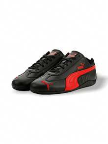 Zapatillas deportivas unisex Puma Classic, de color rojo, con absorción de sudor, transpirables, ligeras, versátiles, con logotipo sólido, fáciles de lavar y secado rápido para uso diario, escuela y deportes, 405449-10 - Negro/Rojo - Ver 2