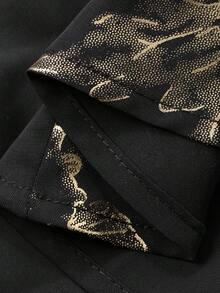 DAZY 女士无袖印花面料收腰优雅中长连衣裙夏季长裙 - 黑色 - 查看 8