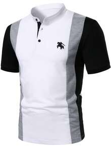 EGENSIO 男士休闲撞色短袖Polo衫，日常百搭 - 彩色 - 查看 3
