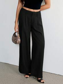 SHEIN Tall 女士商务休闲裤 女士西式服装 女士阔腿裤 女士办公室服装 宽松裤 专业女士服装 办公室着装 灰色 - 黑色 - 查看 7