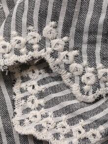 DAZY Women's Round Neck Sleeveless Striped Embroidered Vest And Loose Straight Leg Pants 2-Piece Set, Casual Vacation Style - Grey - View 7