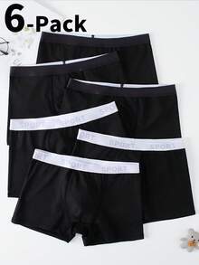 paquete de 6 calzoncillos tipo bóxer suaves y cómodos con gráficos minimalistas de videojuegos para adolescentes - Negro - Ver 1