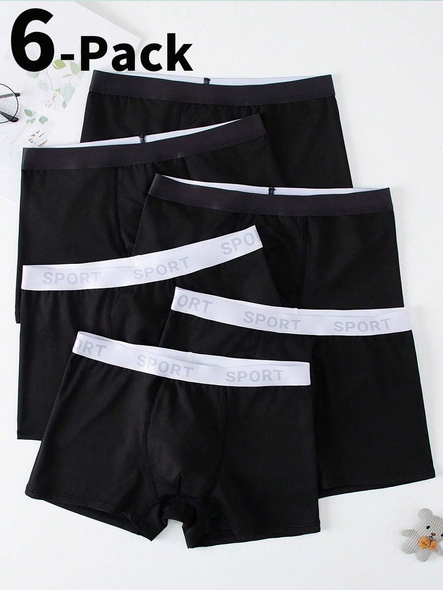 paquete de 6 calzoncillos tipo bóxer suaves y cómodos con gráficos minimalistas de videojuegos para adolescentes - Negro - Ver 1