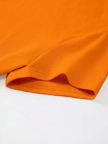 INAWLY T-shirt col rond ajusté de couleur unie pour femmes, orange - Orange - Voir 5