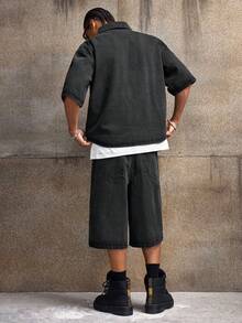 AXEPEAK Men's Washed Shirt Set, Fashion Top And Pants - Blue - View 3