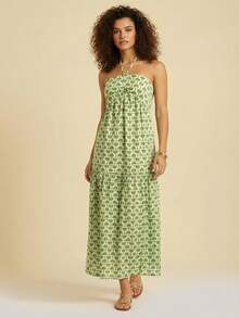 全身印花荷叶边吊带连衣裙 - 彩色 - 查看 3