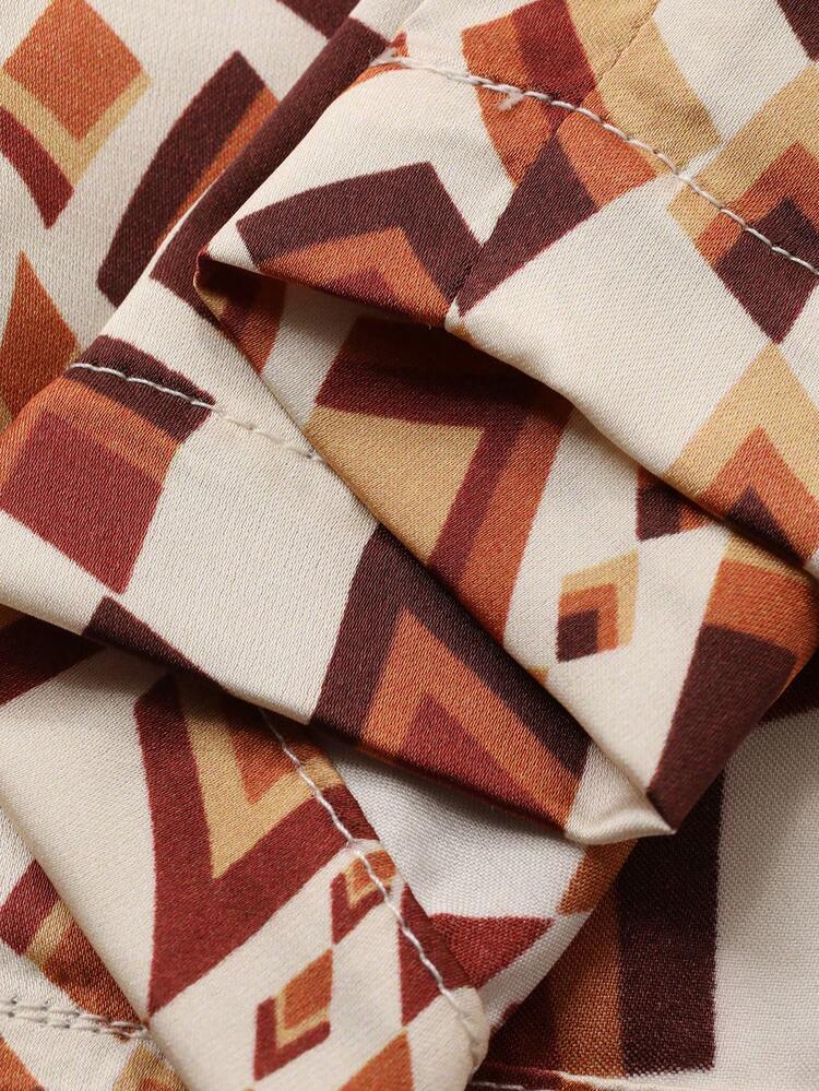 Geometric Pattern All-Over Print Lightweight Loose Women Pajama Bottoms