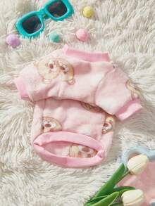 PETSIN 1 Pc Pet Fleece Sweatshirt With Pink Bear Print, Warm Pet Clothing - Multicolor - View 9