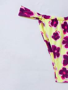 Swim Mod Women's Pink Floral Print Bikini Two Pieces Swimwear, Beach Vacation - Multicolor - View 5