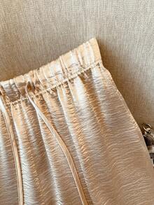 Franclia Romantic Vacation Outdoor Daily Wear Versatile Casual Elegant Classic Fashionable Relaxed Vacation Style Charming Urban Business Office Commute Valentine's Day Date Party Beach Loose Drawstring Waist Women's Pants - Champagne - View 4