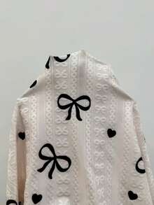 SHEIN Cartoon Bow & Heart Print V-Back Contrast Lace Slim Fit Women Pajama Set - Baby Pink - View 8